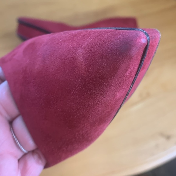 Prada Burgundy Red Suede Pumps Heels Size US8 Platform Pointed Toe GUC 4.5" heel - Picture 11 of 14